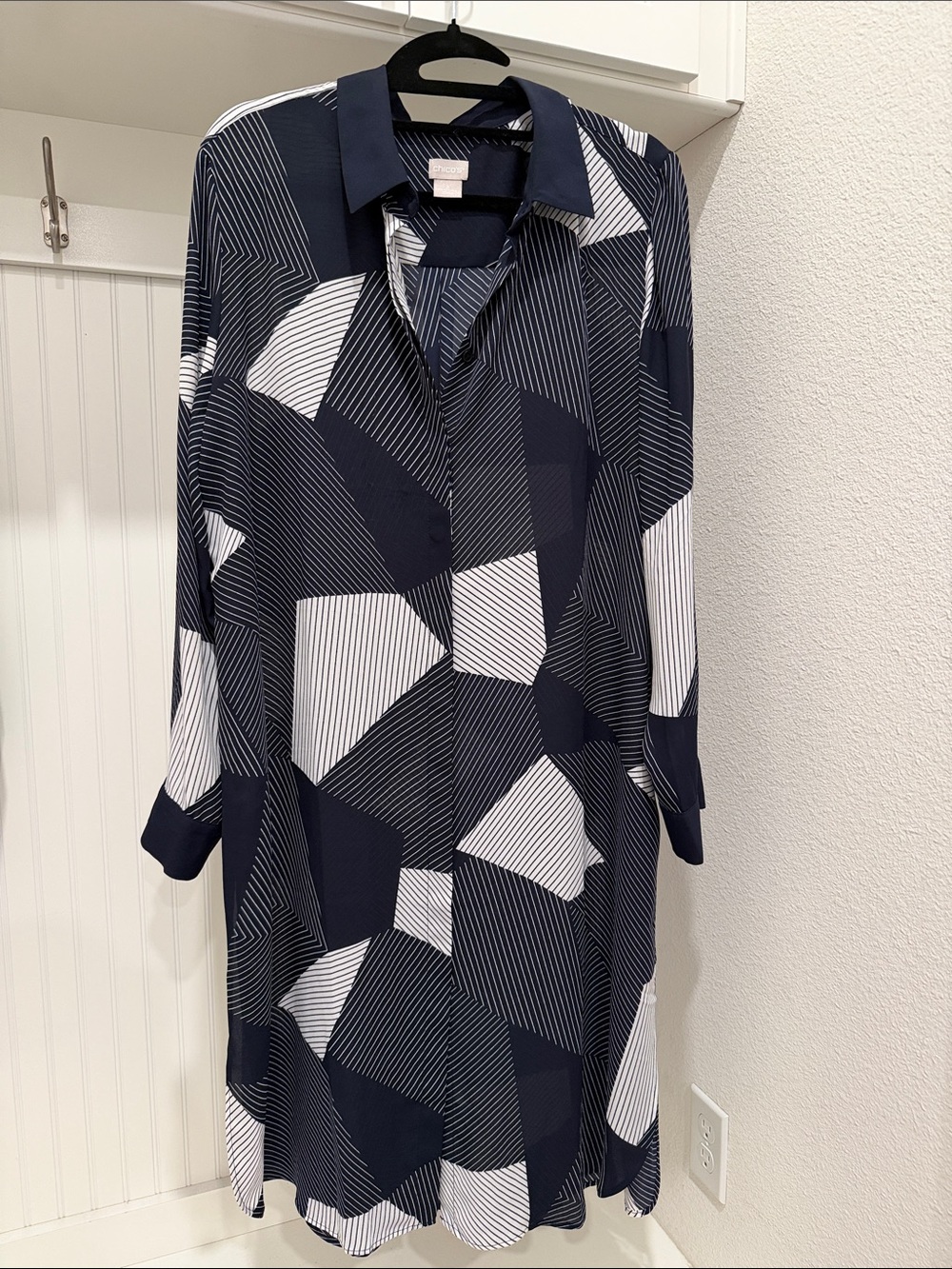 Chico's Navy and White Striped dress